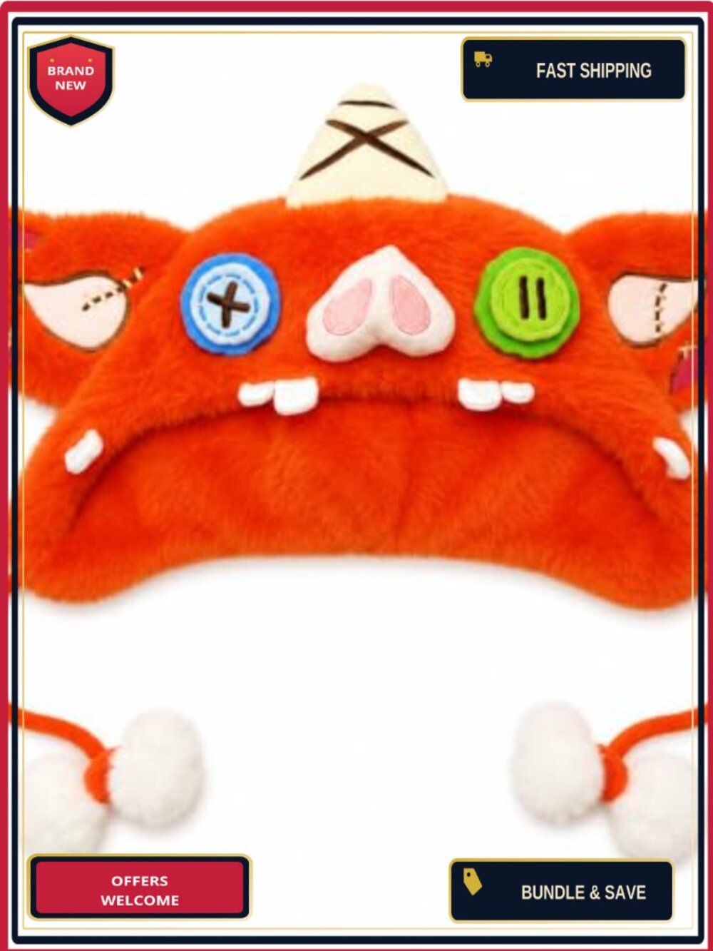 Plush Faux Mink Animal Hat Ear Flaps Pom Poms Cosplay Costume Adult